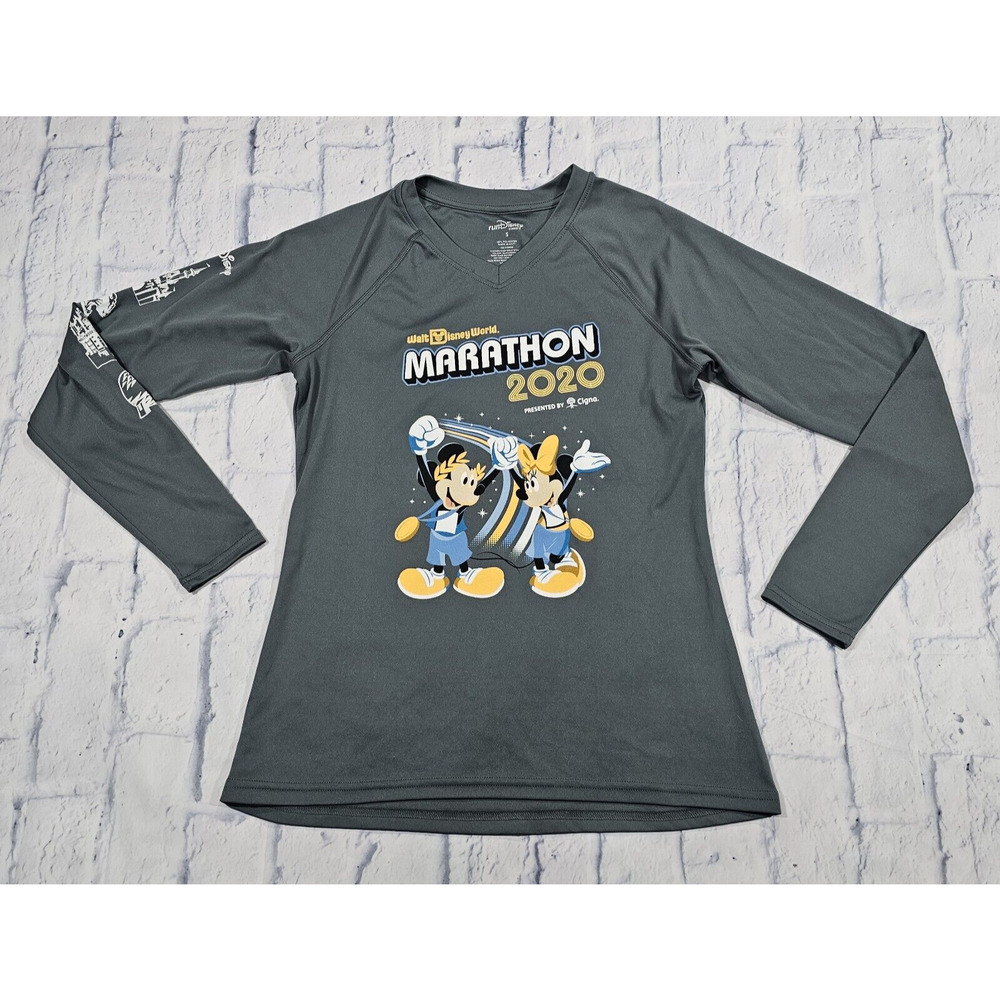Run Disney ADULT SIZE S Disney World Marath Race Shirt 2020 Mickey Minnie Gray